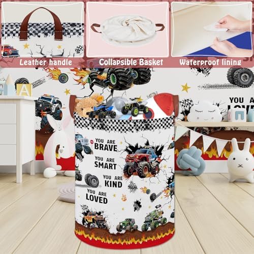 Monster Trucks Laundry Hamper Basket Kid Gift Toy Bin Empty Car Nursery Decor - Image 4