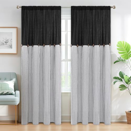 ASPMIZ Cotton Linen Farmhouse Curtains by ASPMIZ