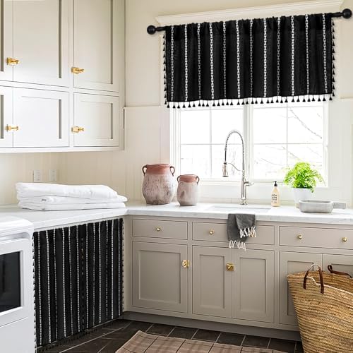MitoVilla 2 Panels Boho Kitchen Short Curtains, French Country Small Tier - Image 4