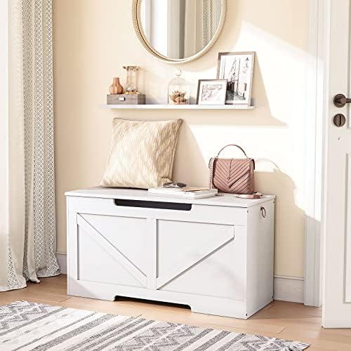HOOBRO Storage Bench, 29.5” Retro Wooden Storage Chest - Image 4