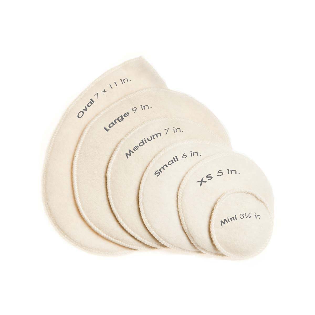 Merino Wool Nursing Pads, Style Softline, Regular Thickness, Size Large - 9 in. Diameter