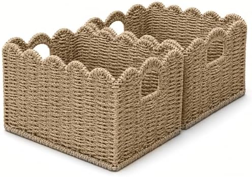 ByteX Scalloped Basket Set Seagrass Wicker Storage Baskets by Unknown