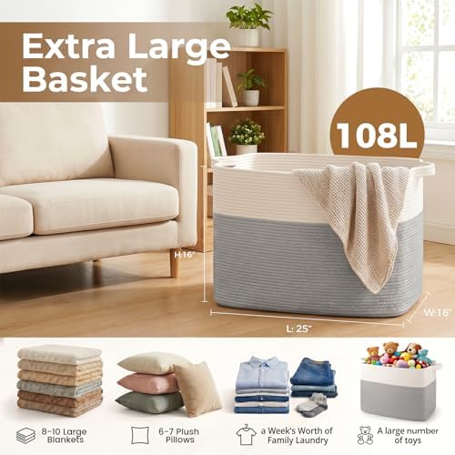 OIASKET 108L Cotton Rope Storage Basket - Image 2