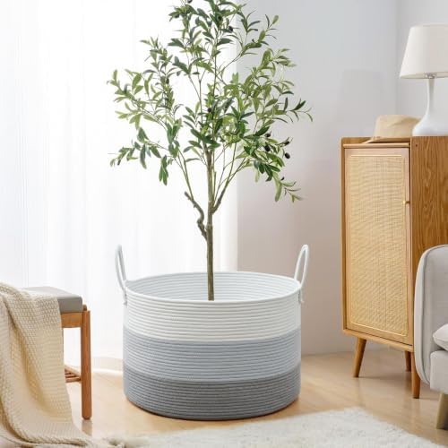 67L Large Woven Blanket Basket, Cotton Rope Baby Laundry Hamper - Image 5