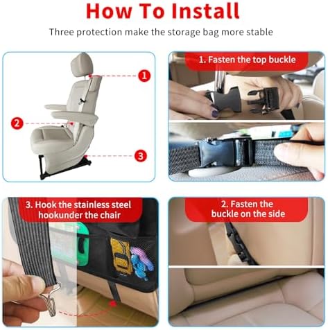Car Backseat Organizer with Tablet Holder, 6 Storage Pockets Seat Back - Image 7