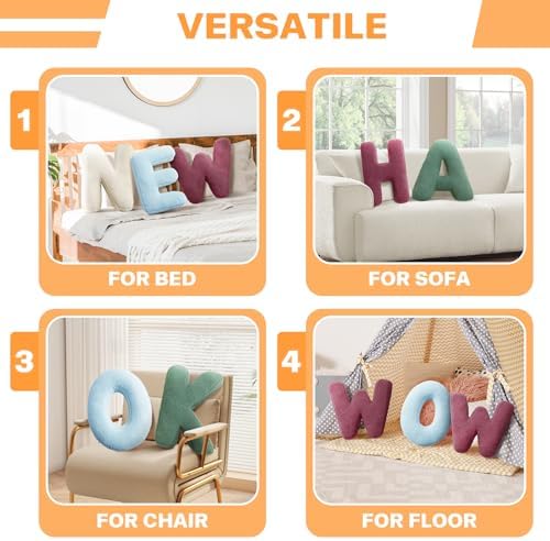 Green Letter K Pillow Cute Decorative Alphabet Initial Throw Pillow - Image 5