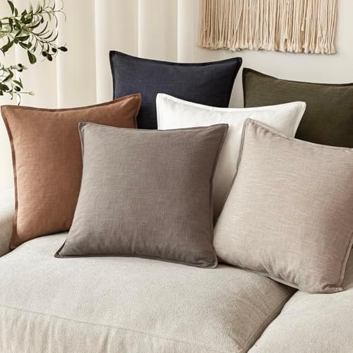 Foindtower Decorative Linen Lumbar Throw Pillow Covers 12x20 Inch Brown Tan - Image 7