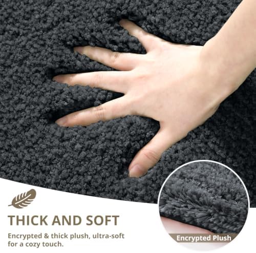Polyester Bathroom Rug 20"x32" Dark Gray, Non-Slip Soft Bath Mat - Image 4