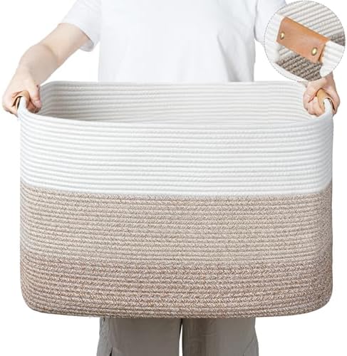 danpinera Rectangle Blanket Storage Basket, Large Blanket Basket Living Room by danpinera