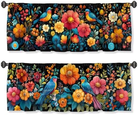 Floral Mexican Bird Curtain Valance by Unknown