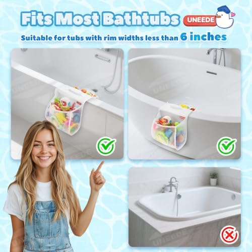 UNEEDE 2 Compartments Mesh Bath Toy Storage Organizer, an Upgraded - Image 5