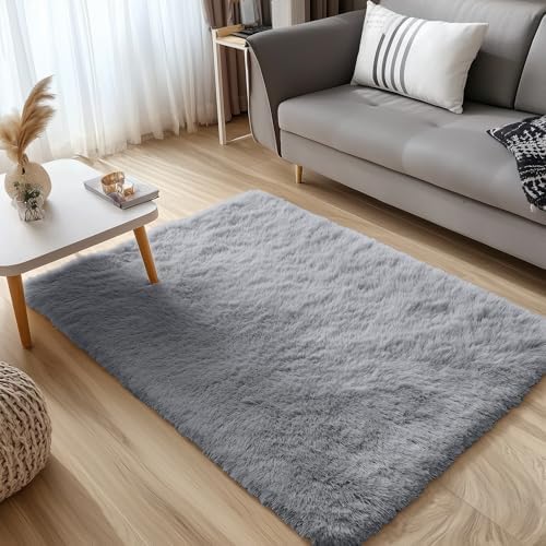 OLANLY 4x4 Machine Washable Accent Rug, Soft Fluffy Shaggy Area Rug - Image 3