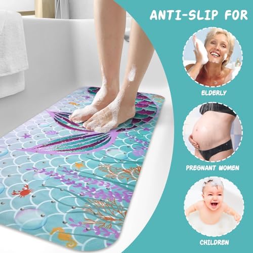 Mermaid Bathtub Mat Non Slip, Cute Baby Bath Mat - Image 6