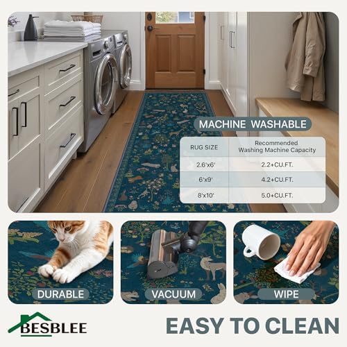 BESBLEE 2X10 Washable Kitchen Runner Rug, Animal Non Slip - Image 5