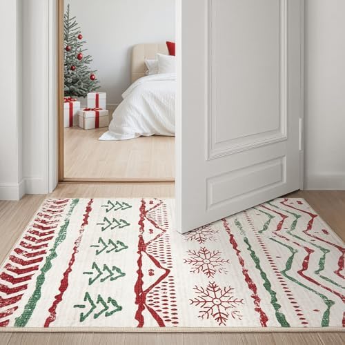 Nakagishi Christmas Rugs: 5x7 Washable Abstract Large Neutral Soft Rug Stain - Image 5