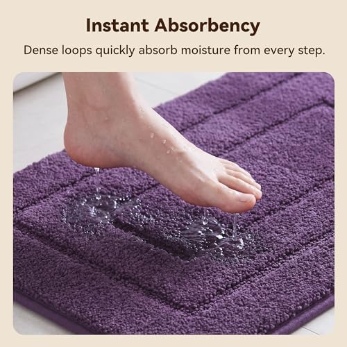 GRANNY SAYS Purple Bathroom Runner Rug 48" x 24", Soft Microfiber Bath Mat - Image 3