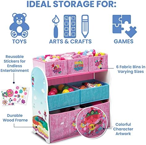 Delta Children Design and Store 6 Bin Toy Storage Organizer, Trolls World Tour - Image 5