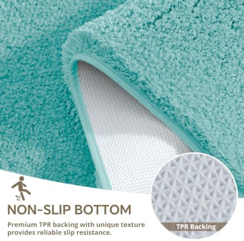 Polyester Bathroom Rug 20"x32" Aqua Haze, Non-Slip Soft Bath Mat - Image 6