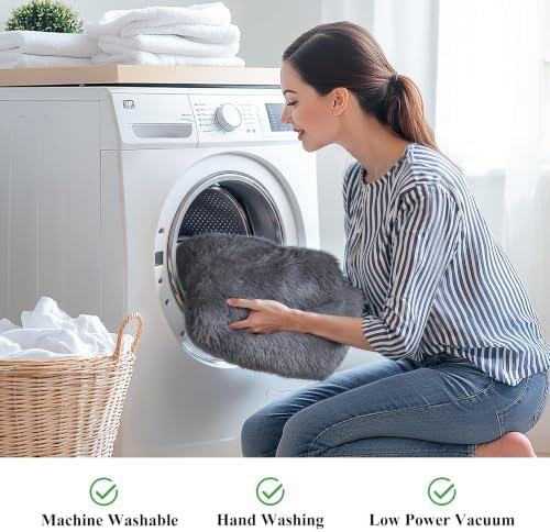 5x8 Thick Grey Fluffy Shag Rug for Bedroom, Plush Washable Carpet - Image 3