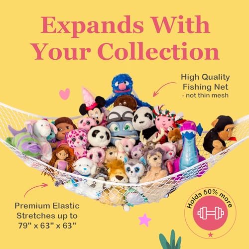 Extra Large Stuffed Animal Storage Hammock 2 Pack | Holds 12 lbs | Corner - Image 3