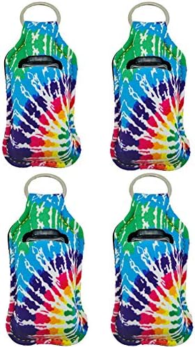 4 Piece Hand Sanitizer Bottle Holder Keyring Neoprene Keychain by RANXIZY