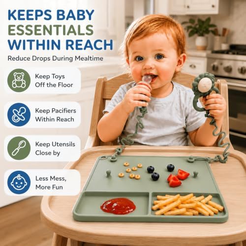 2 Pack Baby Silicone Mat with Suction Base & 8 Stretchable Straps, Lovbaby Baby - Image 2
