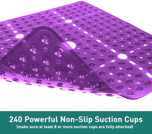 Large Square Shower Mat Bathtub Bath Mat Non Slip Purple 27"x27" - Image 4