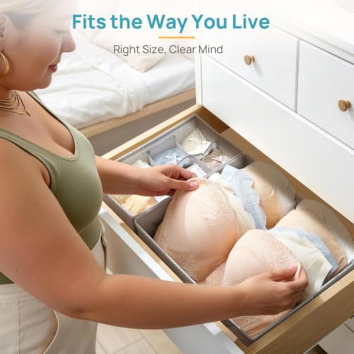 Vtopmart M-L/34D-38C Large Bra Drawer Organizer, 4 Pack Foldable Fabric - Image 4