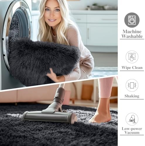 OLANLY 2x2 Machine Washable Small Rug, Soft Fluffy Shaggy Throw Rug - Image 2