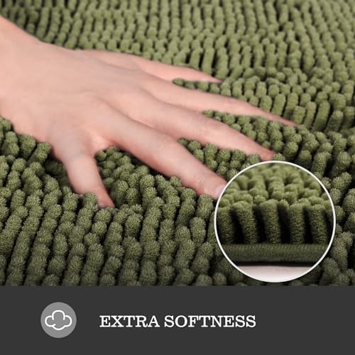 Yeaban Chenille Sage Bathroom Runner Rug 24"x72" - Image 2