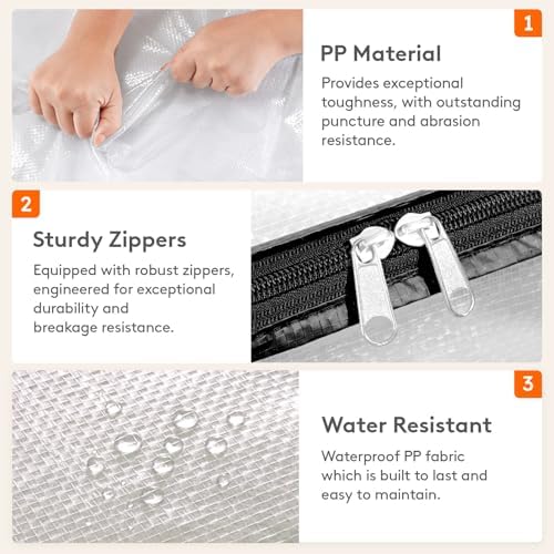 Lifewit 6 Pack Clear Storage Bags, 45L Clothes Organizer - Image 4