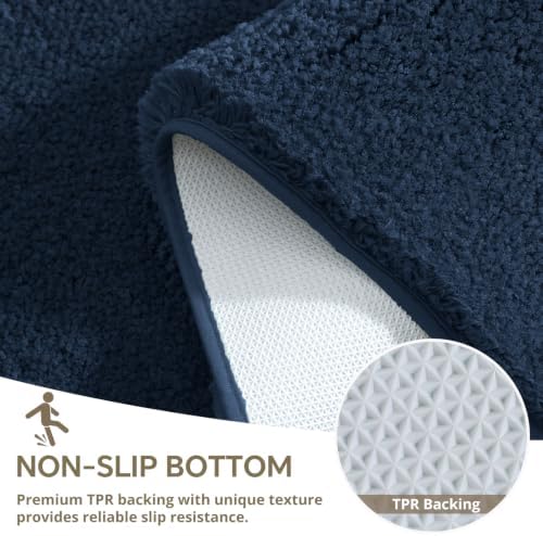 Polyester Bathroom Rug 20"x32" Navy Blue, Non-Slip Soft Bath Mat - Image 6