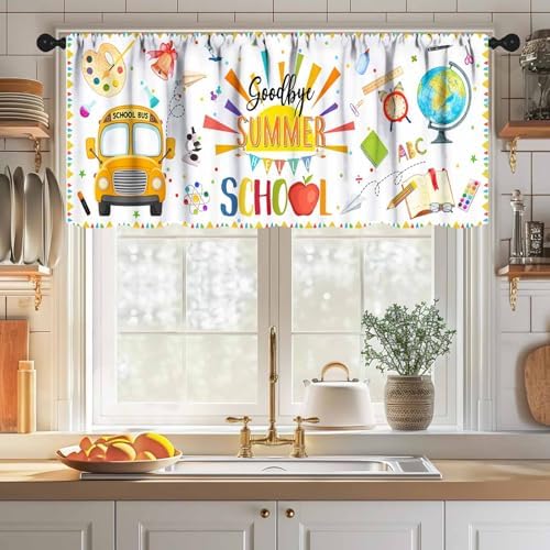 School Curtains Valance, Colorful Learning Tools Back to Classroom Short - Image 3