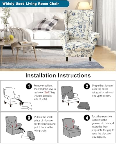 CRFATOP Wingback Chair Covers Stretch Armchair Slipcovers - Image 5