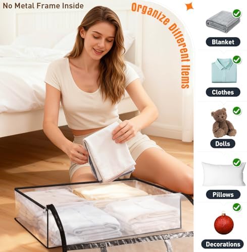 4 Packs 90L Clear Under Bed Storage Containers, Large Clothes Storage Bags - Image 5