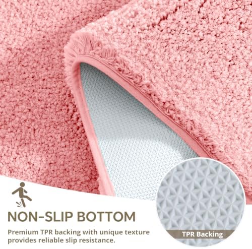 Polyester Bathroom Rug 40"x60" Pink, Large Soft Shaggy Bath Mat - Image 6