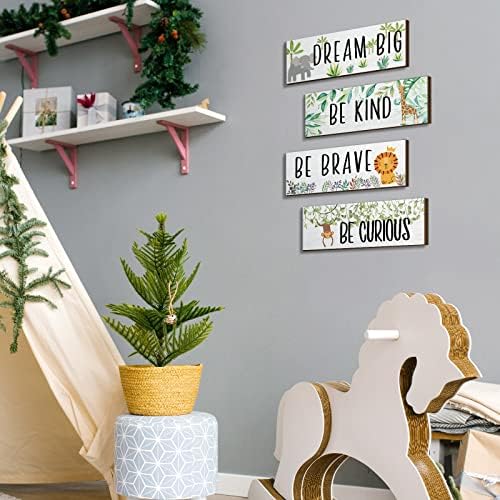 4 Pieces Woodland Nursery Decor Safari wall art Be kind brave curious Cute - Image 6