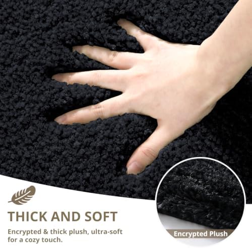 Polyester Bathroom Rug 30"x50" Black, Large Soft Shaggy Bath Mat - Image 4