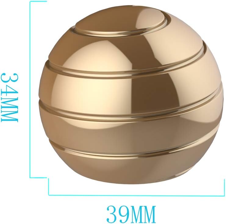 Kinetic Spinner Desk Toy, 1.54'' Stress Relief Desk Toys Ball, Anti Anxiety Desk Gadgets Sensory Toys for Adults Women Men, Birthday Christmas Day Gift (39MM, Gold)