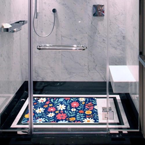 Bathtub Mat Non Slip 26.8x15.1In, Wildflowers Bath Mat - Image 6