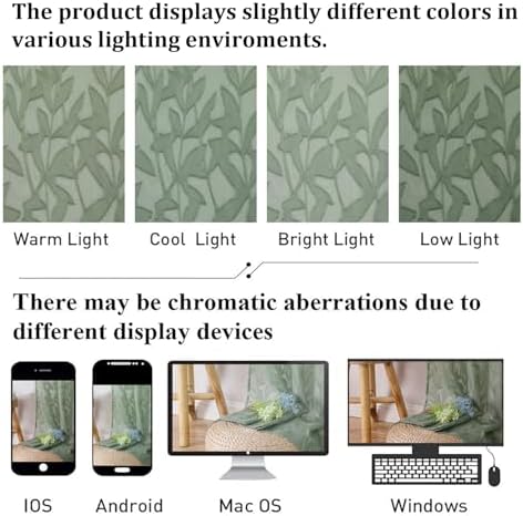 Lecloud Leia 2 Panels Semi Sage Green Sheer Curtains 45 Inch Length, Light - Image 5