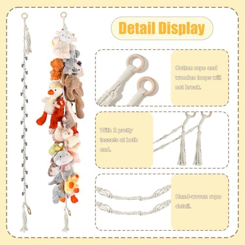 CERETIA 80" Stuffed Animal Organizer Chain, Corner Storage, LED Light - Image 6