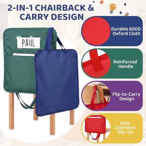 12 Pcs 2 in 1 Chair Pockets for Classroom - Image 2