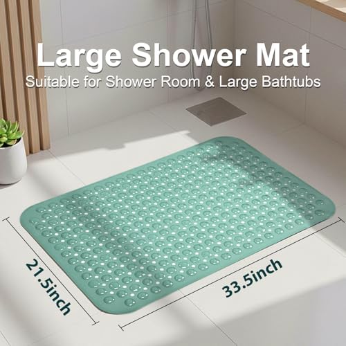 Large Shower Mat Bathtub Bath Mat Non Slip Mars Green 21.5"x33.5" - Image 2
