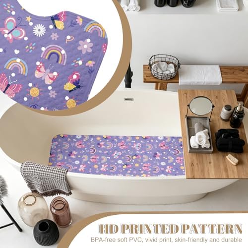 Rainbow Butterfly Bathtub Mat Non Slip - Image 5