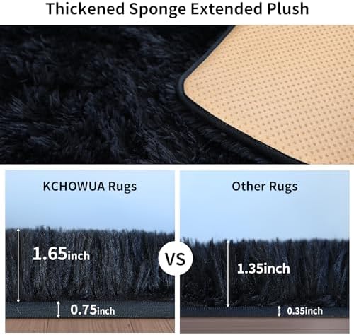 5x7 Thick Black Shag Rug for Bedroom, Soft Plush Fluffy Carpet - Image 2