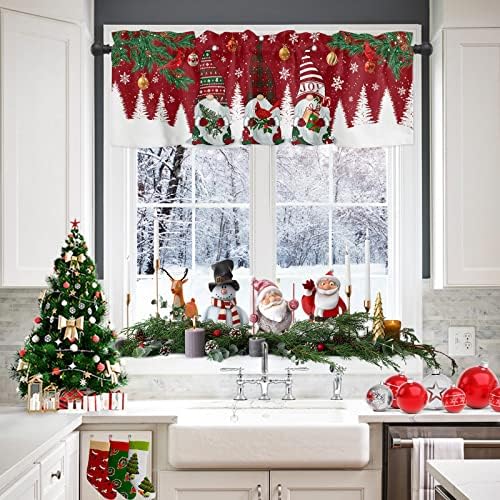 Christmas Gnomes Valance Kitchen Curtains by VandarllinHomeKitchenDecor