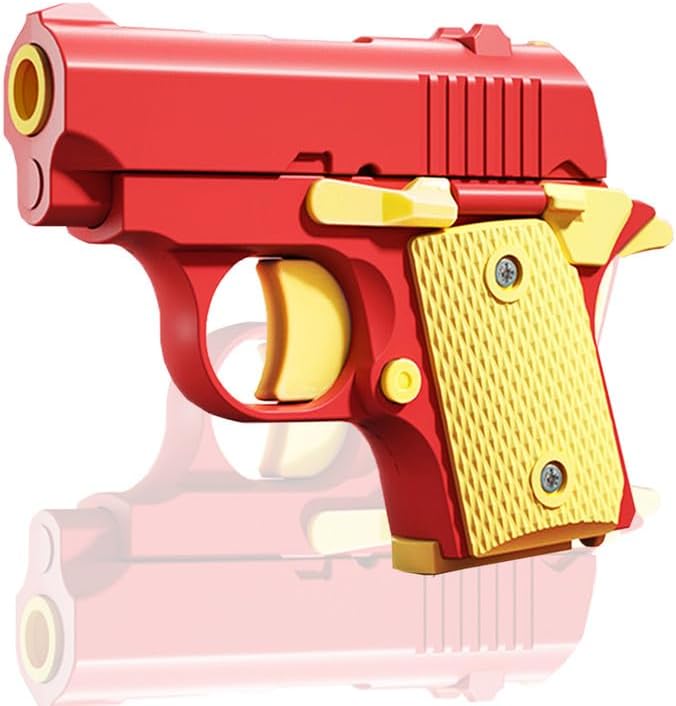 Easter Basket Stuffers,1911 3D Printed Small Pistol Toys, Stress Relief Pistol Toys for Adults, Suitable for Relieving ADHD, Anxiety,Easter Fillers Easter Gifts for Boys(Red&Yellow)