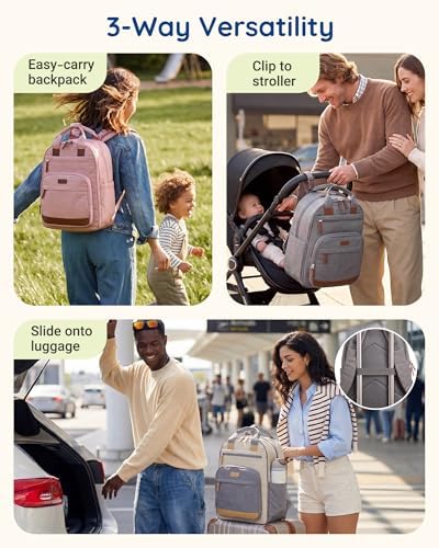 mommore Baby Diaper Bag with Waterproof Changing Pad, Dark Gray - Image 5