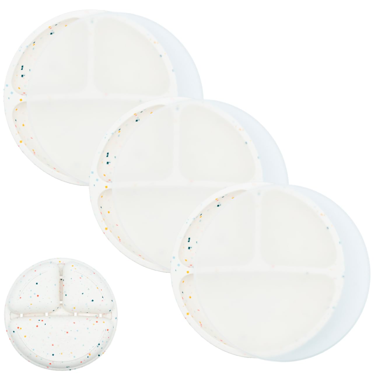 WeeSprout Silicone Divided Plates (With Lids), 100% Food Grade Silicone Divided Plates for Toddlers & Kids, Dishwasher & Microwave Safe
